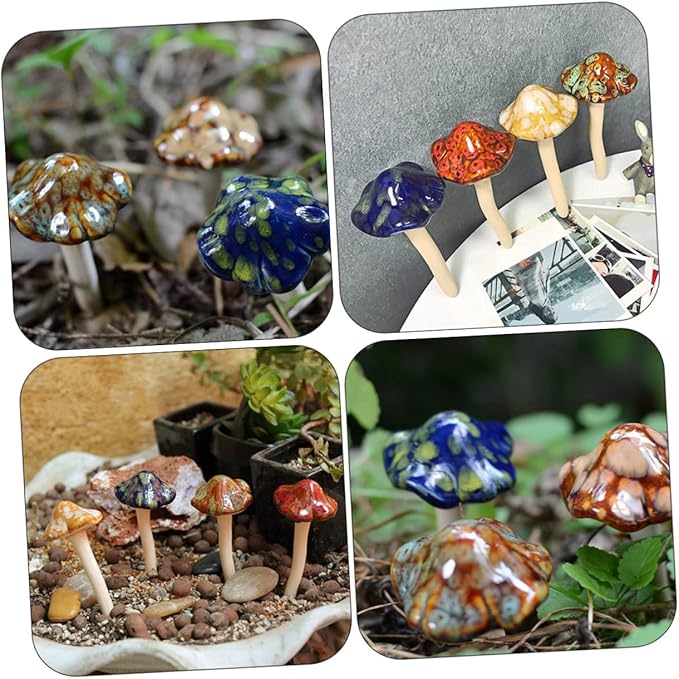 Ceramic Mushrooms Figurine Set of 4🌿✨