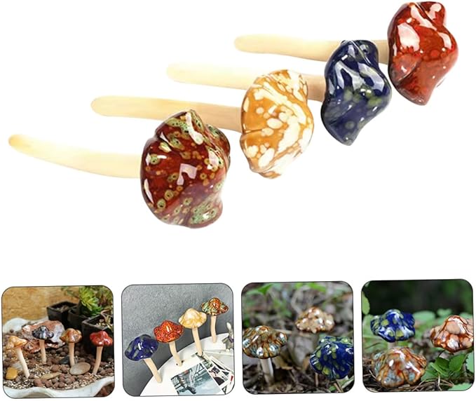 Ceramic Mushrooms Figurine Set of 4🌿✨